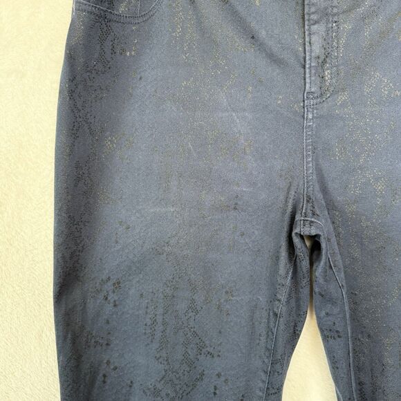 CHICO'S Women's size 3R  16R Dark Wash Denim Black SNAKE SKIN Print Stretch - Picture 6 of 16
